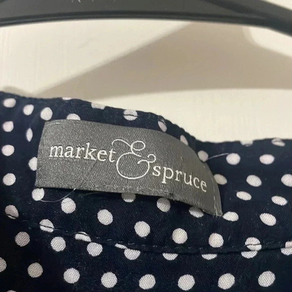 Market & Spruce Colibri Polka Dot Print Blouse, Navy Size S - Picture 7 of 9